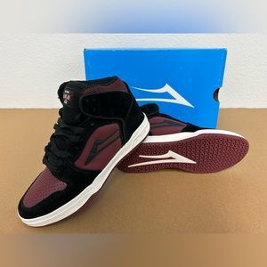 NEW! Lakai Skateboard Shoes Sneakers Telford Black/Burgundy Suede Size 4 Youth